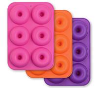 Cozihom 6-Cavity Silicone Doughnut Baking Mould, Non-Stick Doughnut Mould, Food Grade, BPA Free, Dishwasher, Oven, Microwave, Freezer Safe, 3 Pcs