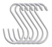 Cozihom 6 Inch Heavy Duty Vinyl Coated S Hooks, Black Rubber Coated S Hooks, Extra Thick Non Slip Metal S Hanger for Closet, Garden, Garage, Kitchen Hanging, White, Pack of 6