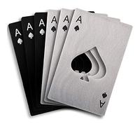 Cozihom 6-Piece Bottle Opener Set - Stainless Steel Poker & Spade Designs, Silver & Black