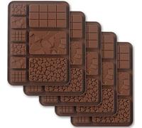 Cozihom Break-Apart Silicone Chocolate moulds, Chocolate Bar moulds, Homemade Protein and Energy Bar moulds, 5 Packs