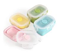 Cozihom Collapsible Silicone Food Storage Container with Clip-on Lid, Stackable, Space Saving, Microwave/Fridge/Freezer/Dishwasher Safe, BPA Free, 5 Oz /150ml, 4 Packs
