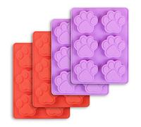 Cozihom Dog Paw Shaped Silicone Moulds, 6 Cavity, Food Grade, BPA Free, for Chocolate, Candy, Pudding, Jelly, Dog Treats. 4 Pcs