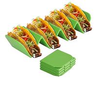 Cozihom Foldable Taco Holders, for Soft & Hard Taco Shells, Taco Stand Holds up to 3 or 4 Tacos, Plastic Taco Tray Holder, Space Saving, BPA Free, Dishwasher Safe, Pack of 2
