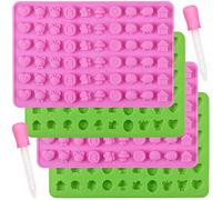 Cozihom Forest and Animal Silicone Moulds, Gummy Mould, Chocolate Candy Mould with 2 Droppers, Food Grade Silicone, 4 Pcs
