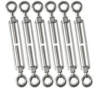 Cozihom M6 Eye & Eye/O to O Turnbuckle 304 Stainless Steel, Hardware Kit for Wire Rope Tension Heavy Duty, for Sun Shade, Tent Installation, Anti-Rust, 6 Packs
