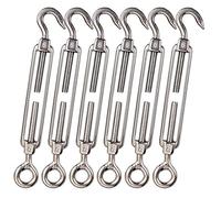 Cozihom, M6 Hook & Eye/C to O Turnbuckle 304 Stainless Steel, Hardware Kit for Wire Rope Tension Heavy Duty, for Sun Shade, Tent Installation, Anti-Rust, 6 Packs