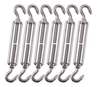 Cozihom, M6 Hook & Hook/C to C Turnbuckle 304 Stainless Steel, Hardware Kit for Wire Rope Tension Heavy Duty, for Sun Shade, Tent Installation, Anti-Rust, 6 Packs