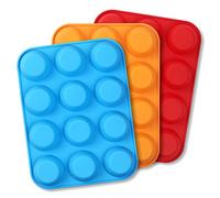 Cozihom Silicone Muffin Pan, Cupcake Pan, 12 Cups,Food Grade Egg Muffin Baking Silicone Moulds, Non-Stick & BPA Free, 3 Pcs