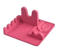 Cozihom Silicone Spoon Rest and Pot Lid Holder Stand for Kitchen Counter Top, Ladle/Spatula/Spoon/Tongs Holder, Food Grade Silicone, Heat Resistant, Anti-Slip BPA-Free, Red