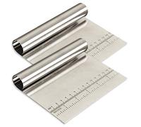 Cozihom Stainless Steel Dough Pastry Scraper/Cutter/Chopper with Measuring Scale, Cake Cutter, Pizza Cutter, Pastry Bread Separator Scale Knife, Pack of 2