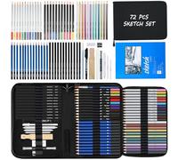 Cozii 72Pcs Drawing Sketching Kit Set, Pro Art Supplies with Sketchbook, Watercolor, Graphite, Colored, Metallic, Charcoal Pencil, Drawing Set in Zipper Carry Case for Adults Teens Beginner