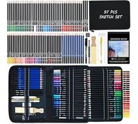 Cozii 97 Drawing Sketching Coloring Set, Pro Art Supplies with Sketchbook, 72 Soft Core Colored Pencils, Sketch, Charcoal Pencils, Drawing Set for Adults Teens Beginner
