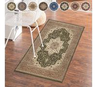 cozily® Door Matt Indoor, Floral Turkish Classical Soft Pile Large Door Mat, Backing Bedroom Decor Anti fatigue office chair Kitchen Doormats - 80 x 150 - Rome Green