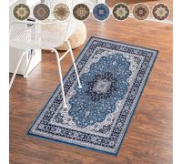 cozily® Door Matt Indoor, Floral Turkish Classical Soft Pile Large Door Mat, Backing Bedroom Decor Anti fatigue office chair Kitchen Doormats - 80 x 150 - Rome Blue