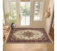 cozily® Door Matt Indoor, Floral Turkish Classical Soft Pile Large Door Mat, Backing Bedroom Decor Anti fatigue office chair Kitchen Doormats - 80 x 150 - Rome Cream