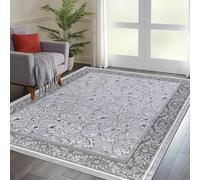 cozily® Jute Back Area Rugs Living Room Carpet - Marco Blue Floral Rug - 120 x 170 cm - Washable Rugs For Kitchen, Lounge, Fireside and Dining Room