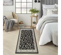 cozily® Jute Back Corridor Rug Runner For Kitchen Floor - Marco Black Rug - 60 x 220 cm - Washable Runner Rugs For Hallway, Bedside and Corridor