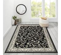 cozily® Jute Back Extra Large Rugs For Living Room - Marco Black Vintage Rugs - 200 x 290 cm - Washable Lounge Rug For Bedroom and Sitting Room