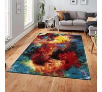 cozily® Medium Pile No Shed Jute Rug Large, Multi Coloured Rugs Living Room Carpet - 160 x 230 cm, Splash - Washable Rug for Bedroom, Sitting Room & Lounge