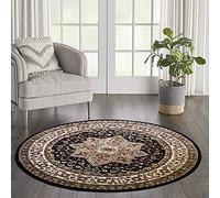 cozily® Round Rugs for Living Room - 120 x 120 cm - Brown - Rome Traditional Rug Carpet Soft Floor Mat for Bedroom Study Room Circular Table Underlay Mat