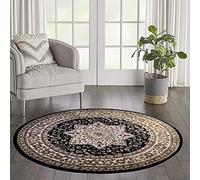 cozily® Round Rugs for Living Room - 120 x 120 cm - Rome Black, Traditional Rug Carpet Soft Floor Mat for Bedroom Study Room Circular Table Underlay Mat