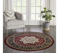cozily® Round Rugs for Living Room - 120 x 120 cm - Rome Red, Traditional Rug Carpet Soft Floor Mat for Bedroom Study Room Circular Table Underlay Mat