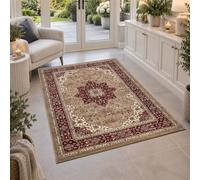 cozily® Rugs Living Room 120 X 170, Rome Beige Modern Oriental Medallion Distressed Area Rug Bedroom Bedside Rug Rectangular Fireside Home Decor Carpet Protector Mat