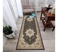 cozily® Runner Rug, Soft Pile Traditional Vintage Carpet Runners for Hallways Long Stair Bedroom Living Room Kitchen Rugs - 60 x 220 Cm - Rome Black