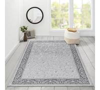 cozily® Turkish Rugs Living Room Large - Marco Grey Rug 200 x 290 cm - Jute Back Washable Rugs For Bedroom Carpet and Sitting Room
