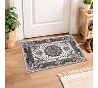 cozily® Washable Non Shed Jute Backing Rug, 60 x 110 cm (2 ft x 3 ft 7 in) - Cream - Soft Pile Floral Door Carpet for Indoor, Door, Home Floor, and Front Entrance
