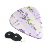 Cozimangoe 6-Pack Guitar Picks with Leather Holder, 0.71mm Medium Gauge ABS Plectrums for Acoustic, Electric, Bass Guitars and Ukulele, Lavender Season Aroma Charming