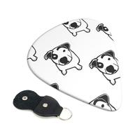 Cozimangoe 6-Pack Guitar Picks with Leather Holder, 0.71mm Medium Gauge ABS Plectrums for Acoustic, Electric, Bass Guitars and Ukulele, Pit Bull T Bone Graphic