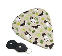 Cozimangoe 6-Pack Guitar Picks with Leather Holder, 0.71mm Medium Gauge ABS Plectrums for Acoustic, Electric, Bass Guitars and Ukulele, English Springer Spaniel Dog Cactus Dog