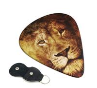 Cozimangoe 6-Pack Guitar Picks with Leather Holder, 0.71mm Medium Gauge ABS Plectrums for Acoustic, Electric, Bass Guitars and Ukulele, The Head Of Cool Lion