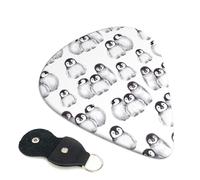 Cozimangoe 6-Pack Guitar Picks with Leather Holder, 0.71mm Medium Gauge ABS Plectrums for Acoustic, Electric, Bass Guitars and Ukulele, Cute Little Penguin In Winter