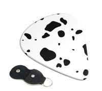 Cozimangoe 6-Pack Guitar Picks with Leather Holder, 0.71mm Medium Gauge ABS Plectrums for Acoustic, Electric, Bass Guitars and Ukulele, Cow Skin Dalmatians Dog Spots Dalmatian
