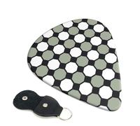 Cozimangoe 6-Pack Guitar Picks with Leather Holder, 0.71mm Medium Gauge ABS Plectrums for Acoustic, Electric, Bass Guitars and Ukulele, Seamless Octagonal Patterns