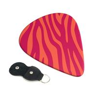 Cozimangoe 6-Pack Guitar Picks with Leather Holder, 0.71mm Medium Gauge ABS Plectrums for Acoustic, Electric, Bass Guitars and Ukulele, Pretty Pink Orange Animal Print Zebra Leopard