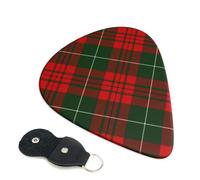 Cozimangoe 6-Pack Guitar Picks with Leather Holder, 0.71mm Medium Gauge ABS Plectrums for Acoustic, Electric, Bass Guitars and Ukulele, Christmas Scottish Tartan