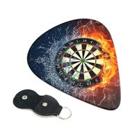 Cozimangoe 6-Pack Guitar Picks with Leather Holder, 0.71mm Medium Gauge ABS Plectrums for Acoustic, Electric, Bass Guitars and Ukulele, New Dart Board