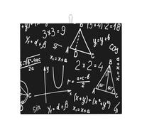 Cozimangoe Algebra Geometry Abstract Math, Dish Drying Mat, 18x16 Inch Absorbent Microfiber Quick Dry Machine Washable for Dishes Pots Pans Glassware Coffee Bar Under Rack