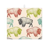 Cozimangoe America Bison, Dish Drying Mat, 18x16 Inch Absorbent Microfiber Quick Dry Machine Washable for Dishes Pots Pans Glassware Coffee Bar Under Rack