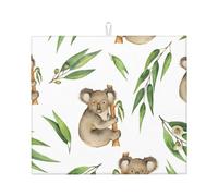 Cozimangoe Animal Foundation Nature Leaves and Koala, Dish Drying Mat, 18x16 Inch Absorbent Microfiber Quick Dry Machine Washable for Dishes Pots Pans Glassware Coffee Bar Under Rack