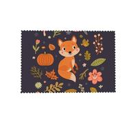 Cozimangoe Autumn Cute Fox, Placemats 4 Set, 12x18 Inch Heat Resistant Washable Place Mats for Table Scalloped Edges Decorative, Kitchen Dining Wedding