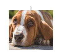 Cozimangoe Basset Hound, Dish Drying Mat, 18x16 Inch Absorbent Microfiber Quick Dry Machine Washable for Dishes Pots Pans Glassware Coffee Bar Under Rack