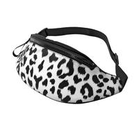 Cozimangoe Black and White Leopard Print with Monogram, Waist Bag, Women Men Travel Essentials Earphone Hole Belt Bag with Adjustable Strap Bum Bag, for Travel Hiking Running Cycling Concert