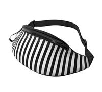 Cozimangoe Black and-White Stripes Printed, Waist Bag, Women Men Travel Essentials Earphone Hole Belt Bag with Adjustable Strap Bum Bag, for Travel Hiking Running Cycling Concert