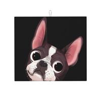 Cozimangoe Boston Terrier Nature, Dish Drying Mat, 18x16 Inch Absorbent Microfiber Quick Dry Machine Washable for Dishes Pots Pans Glassware Coffee Bar Under Rack