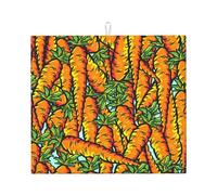 Cozimangoe Carrots, Dish Drying Mat, 18x16 Inch Absorbent Microfiber Quick Dry Machine Washable for Dishes Pots Pans Glassware Coffee Bar Under Rack