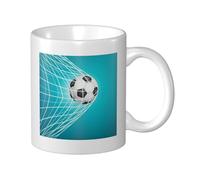 Cozimangoe Coffee Mug, 11OZ White Ceramic Resistant Durable Glossy for Women Men Mothers Day Gift Offices Home, Personalized Soccer Goal Football Winning